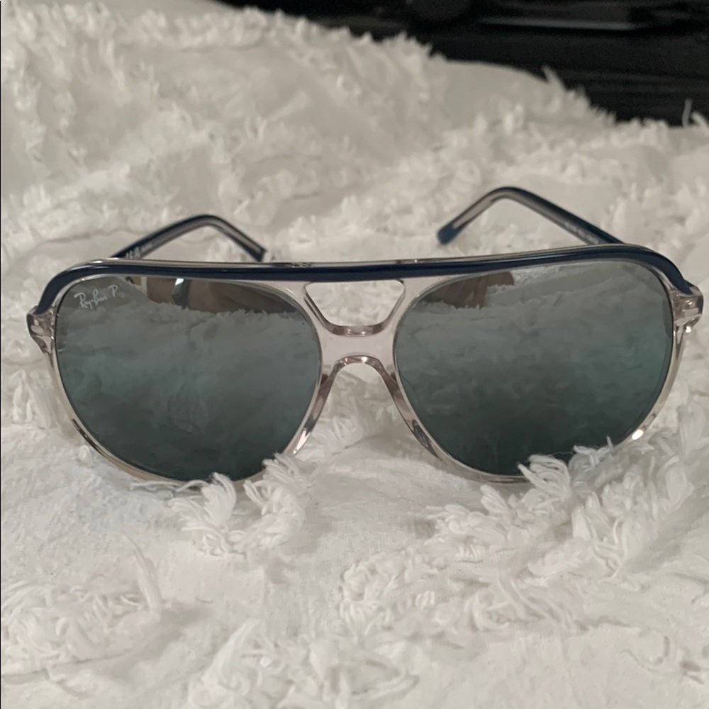 Ray-Ban Blue Silver Aviator Sunglasses with Double Bridge RB2198 BILL NIB